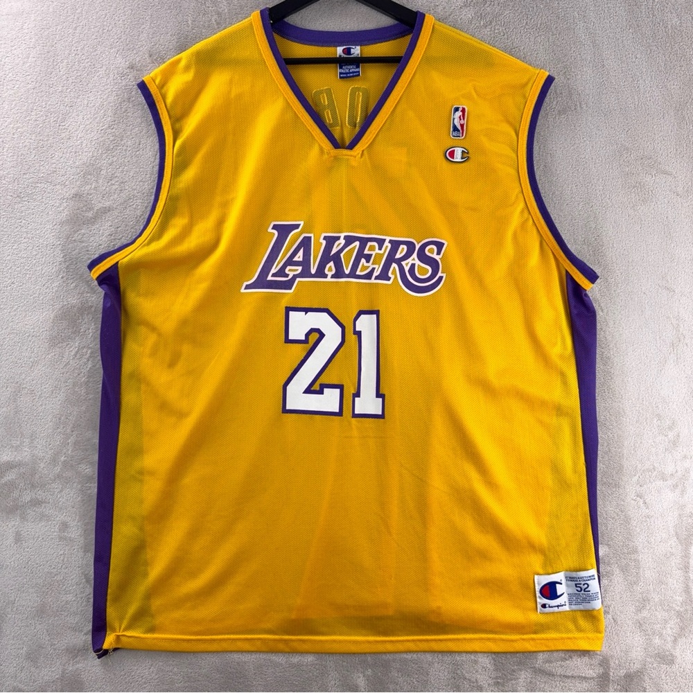 Champion LA Lakers Cobb Jersey Mens Size XXL Yellow Purple‎ 21 Vintage NBA